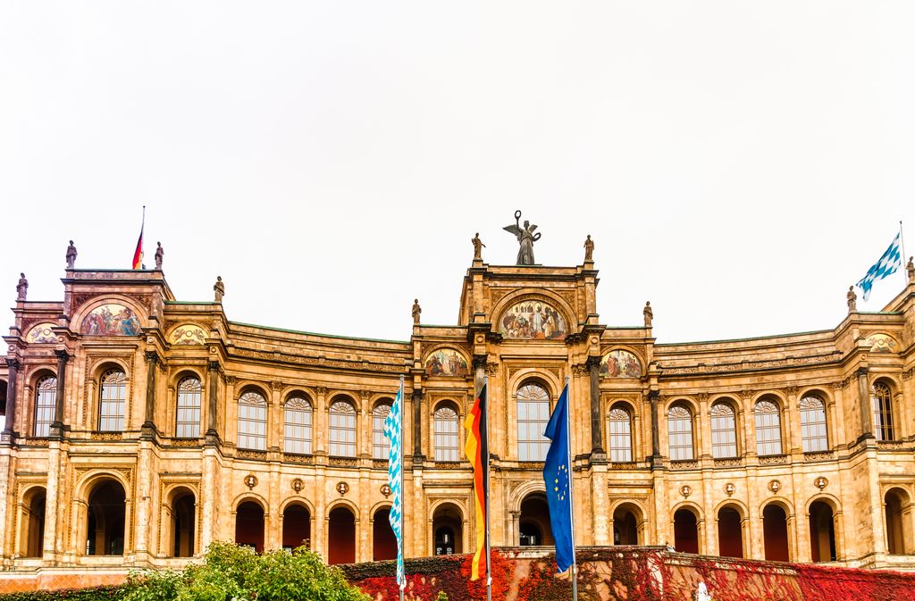 View on Maximilianeum bavarian state parliament in Autumn